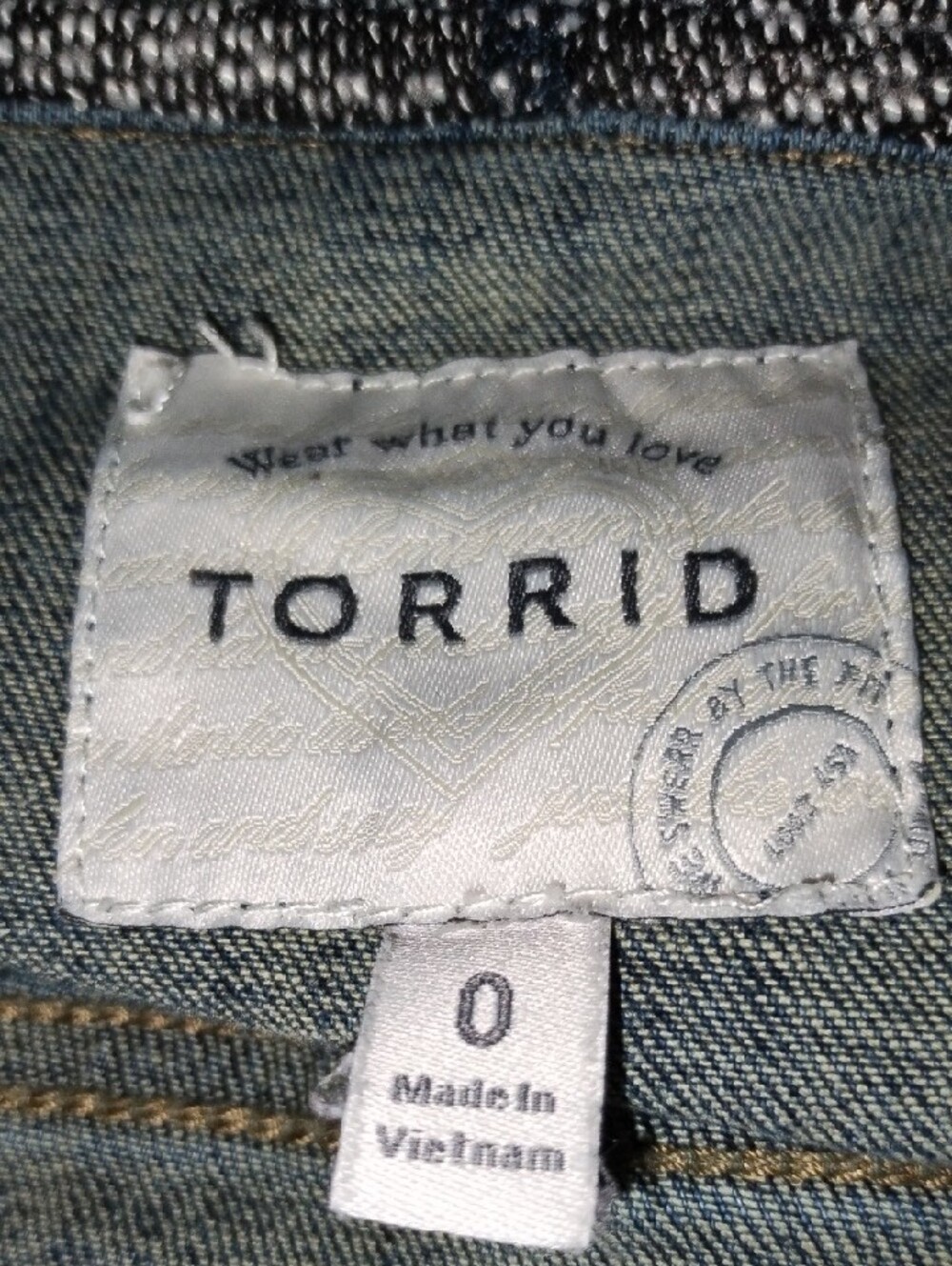 torrid Dark Blue Denim Jacket with Marled Gray Knit Hood & Sleeves - Picture 7 of 7